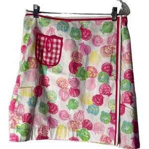 Lilly Pulitzer Sea Shell Wrap Skirt Women's 4 Pink/Whiote/Green w/ Pink and whit
